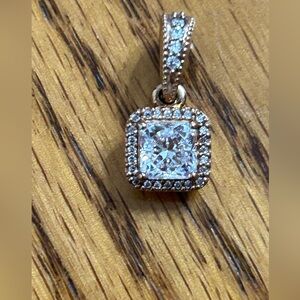 Pandora Square Sparkling Halo Pendant Rose Gold Plated Condition: Like New